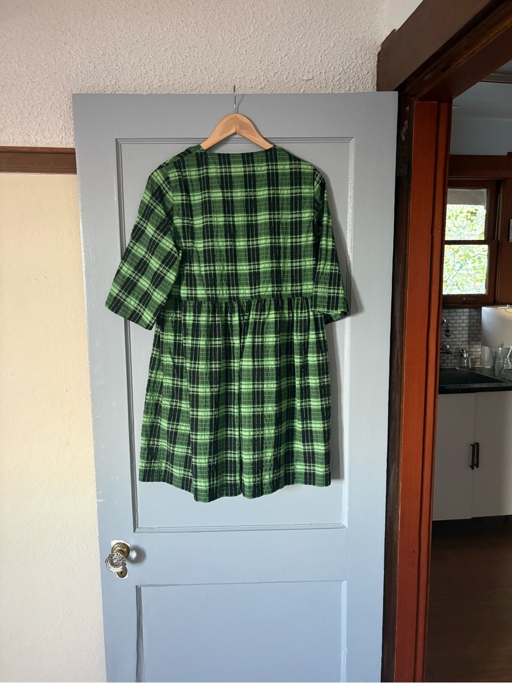 Ganni Plaid Babydoll Dress - Picture 3 of 8
